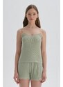 Dagi Green Strap Viscose Singlet Pajama Top