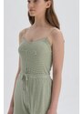 Dagi Green Strap Viscose Singlet Pajama Top