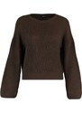 Trendyol Brown Crop španělský pletený svetr s rukávem