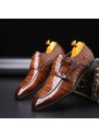 MaFen Kožené polobotky crocodile pánské business obuv s pásky