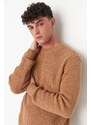 Trendyol Camel Regular Fit Crew Neck Textured Basic Knitwear Sweater