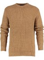 Trendyol Camel Regular Fit Crew Neck Textured Basic Knitwear Sweater