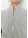 Trendyol šedá plodina zip základní pletený svetr