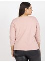 Fashionhunters Světle růžová halenka nadměrné velikosti pro každodenní nošení s aplikací