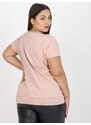 Fashionhunters Zaprášená růžová halenka plus size se zlatým potiskem