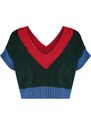 Trendyol Green Crop Soft Textured Color Block Knitwear Sweater