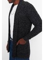 Trendyol Black Men's Regular Fit Shawl Collar Long Knitwear Cardigan