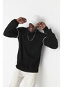 Trendyol Black Oversize Crew Neck Piping Detailed Knitwear Sweater