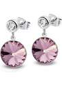 Jewellis ČR Ocelové visací náušnice Princess Rivoli s krystaly Swarovski - Light Amethyst