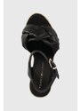 Kožené sandály Tommy Hilfiger Th Waves High Wedge dámské, černá barva, na klínku