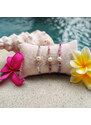 Touch of Bali / Minerals & Gems Náramek s perličkou a acháty růžový