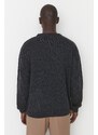 Trendyol Anthracite Crew Neck Oversize Fit Knitwear Sweater