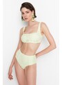 Trendyol Mint Textured High Waist Bikini Bottoms