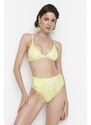 Trendyol Yellow Batik Patterned High Waist Bikini Bottoms