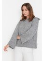 Trendyol šedý široký střih s měkkou texturou základní pletený svetr