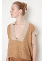 Trendyol Camel Oversize Collar Detailed Knitwear Sweater