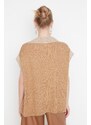 Trendyol Camel Oversize Collar Detailed Knitwear Sweater