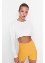 Trendyol Ecru Super Crop Fleece Knitted Sports Sweatshirt