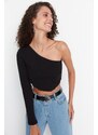 Trendyol Black Single Sleeve Fitted Knitted Blouse