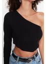 Trendyol Black Single Sleeve Fitted Knitted Blouse