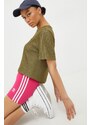 Kraťasy adidas Originals Adicolor dámské, růžová barva, s aplikací, high waist, HG6123-REMAG