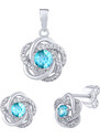SILVEGO Stříbrný set šperků ROSALYN - náušnice a přívěsek s pravým Topazem Swiss a Brilliance Zirconia JJJS0088TS