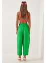 Happiness İstanbul Women's Green Kimono Pants Suit