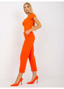 Fashionhunters Oranžové elegantní doutníkové kalhoty RUE PARIS