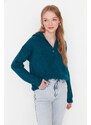 Trendyol Green Soft Textured Hoodie Knitwear Sweater