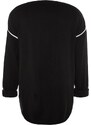 Trendyol Black Oversize Crew Neck Piping Detailed Knitwear Sweater