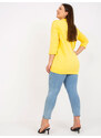 Fashionhunters Žlutá dlouhá halenka větší velikosti s kapsou