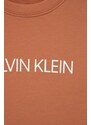 Dětská bavlněná mikina Calvin Klein Jeans oranžová barva, s potiskem
