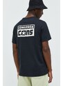 Bavlněné tričko Converse černá barva, s potiskem, 10021134.A01-001