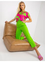 RUE PARIS Světle zelené elegantní kalhoty --green Limetková