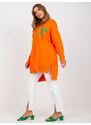 Fashionhunters Dlouhá oranžová a zelená bavlněná mikina se zipem