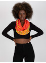 Fashionhunters Žluto-korálový šátek s potiskem