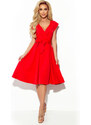 NUMOCO Červené šaty s obálkovým výstřihem SCARLETT Červená