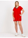 Fashionhunters Červená halenka větší velikosti s krátkým rukávem