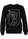 Trendyol Black Men's Slim Fit Crew Neck Face Figure Detail Knitwear Sweater