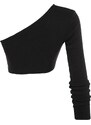 Trendyol Black Single Sleeve Fitted Knitted Blouse