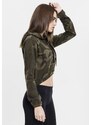 URBAN CLASSICS Ladies Camo Cropped Hoody - olive camo