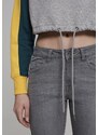 URBAN CLASSICS Ladies Cropped 3-Tone Stripe Crew - grey/jasper/chromeyellow