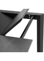 Světle šedý keramický rozkládací jídelní stůl Somcasa Lisa 140/200 x 90 cm s černou podnoží