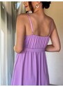 Webmoda Dámské šaty s volánem a páskem na ramínka - fialové
