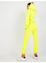 Fashionhunters Fluo žlutá dvoudílná mikinová souprava s potiskem