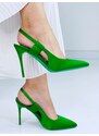 Webmoda Dámské saténové exkluzivní sandály - zelené