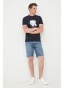 Bavlněné tričko Karl Lagerfeld tmavomodrá barva, s potiskem, 500251.755071