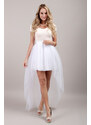 ADELO Tutu sukně tylová s vlečkou - svatební bílá - 4 vrstvy tylu