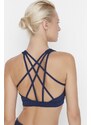 Trendyol Navy Blue Support/Shaping Back Cross Band Detail Knitted Sports Bra