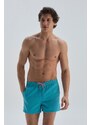 Dagi Turquoise - Salmon Micro Short Fish Patterned Magic Beach Shorts